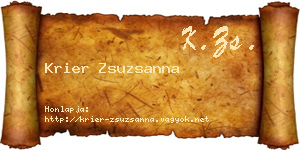 Krier Zsuzsanna névjegykártya
